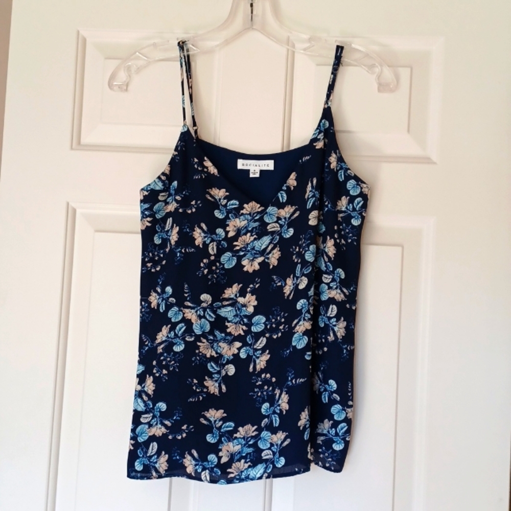 Socialite Navy Floral Lined Camisole Size Small